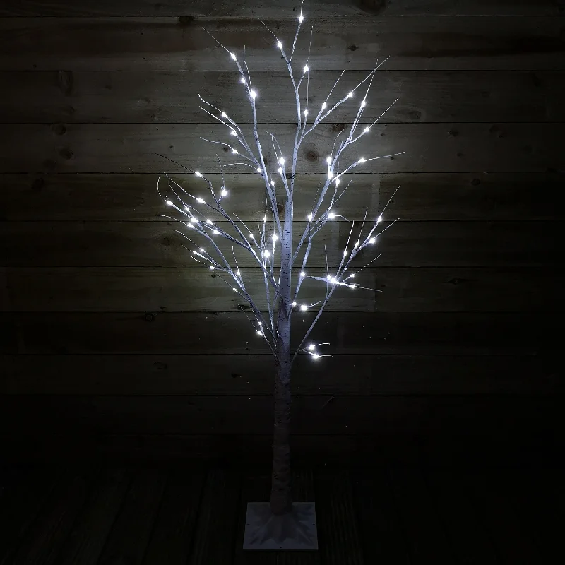 1.5m (5ft) Indoor Outdoor Christmas Lit Birch Tree with 64 Ice White LEDs