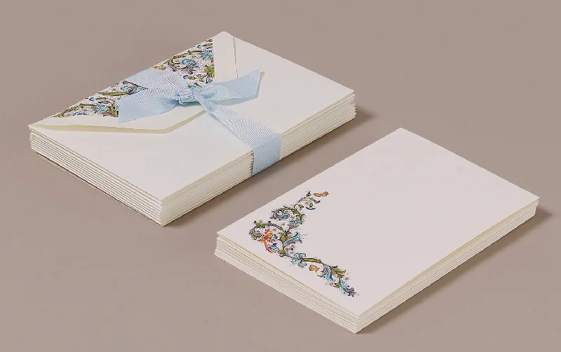 10 Cards and Envelopes - Letter Writing Set "Blue Florentine"