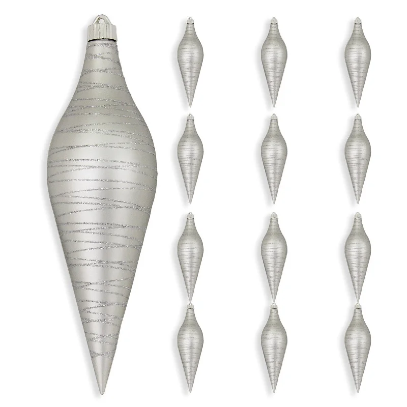 12" Grey Finial Shatterproof Set Of 6