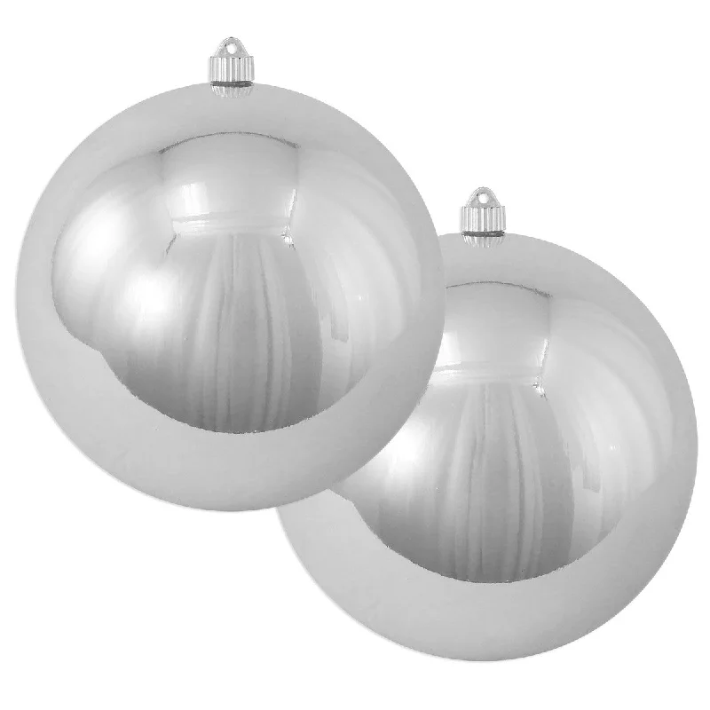 12" Looking Glass Silver Ball Ornament Set Of 2