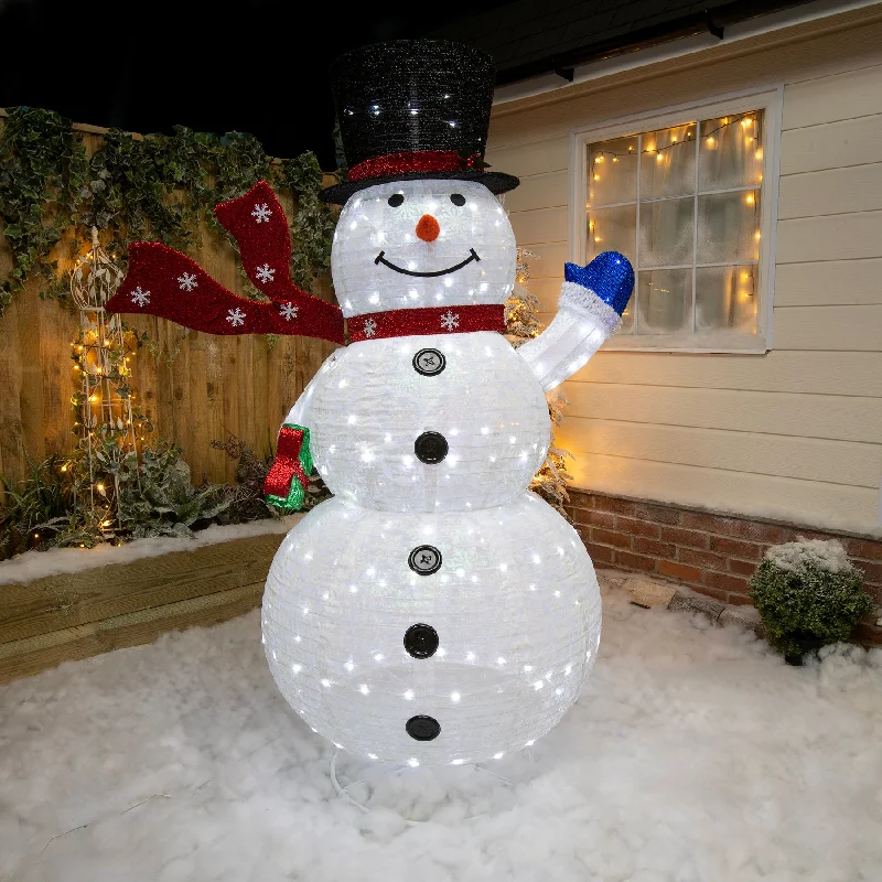 Christmas Snowman Lights - 1.8M Pop-Up Outdoor Light Up Snowmen with 200 White Twinkling LEDs