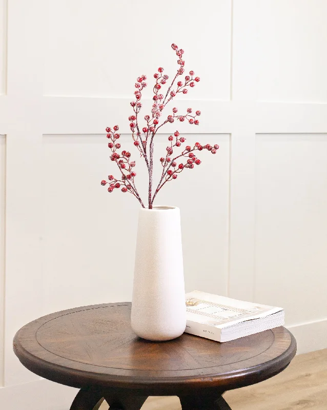 30" Red Iced Berry Branch  Set Of 6