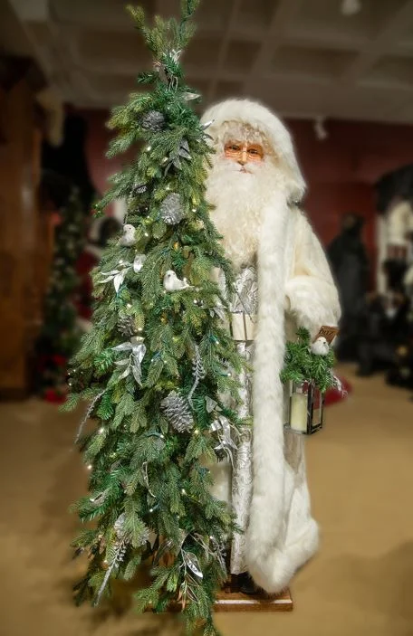 4.75 FT Sterling Silver Santa With Tree