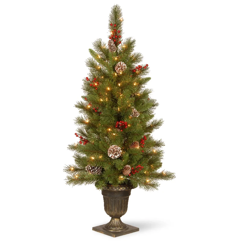 4 ft. Pre-Lit Bristle Berry Tree with Clear Lights