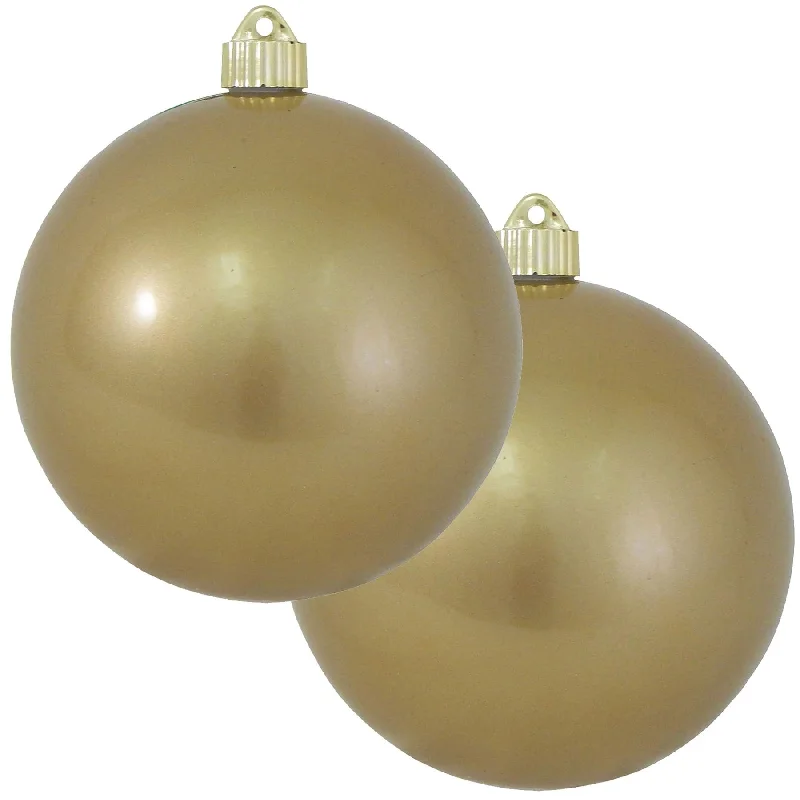 6" Shatterproof Candy Gold Ball UVW Ornament Set of 4