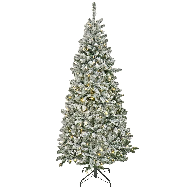 7.5 ft. Pre-Lit Snowy Chatham Slim Tree with PowerConnect Dual Colored LED Lights