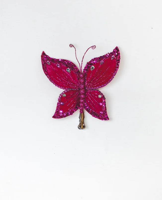 8" Hot Pink Gem Butterfly Set of 6