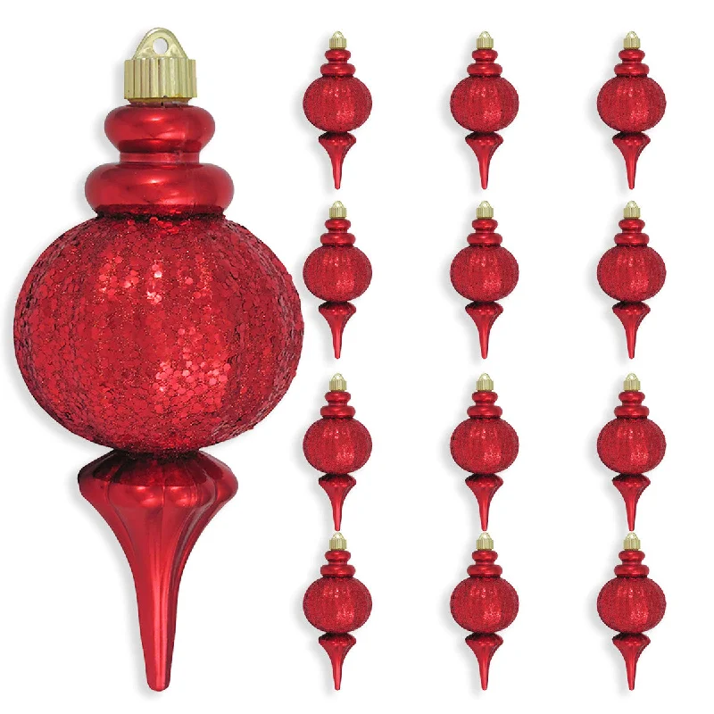 8" Sequin Finial Shatterproof Set Of 6