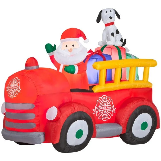 6' Airblown® Santa Fire Truck Christmas Inflatable