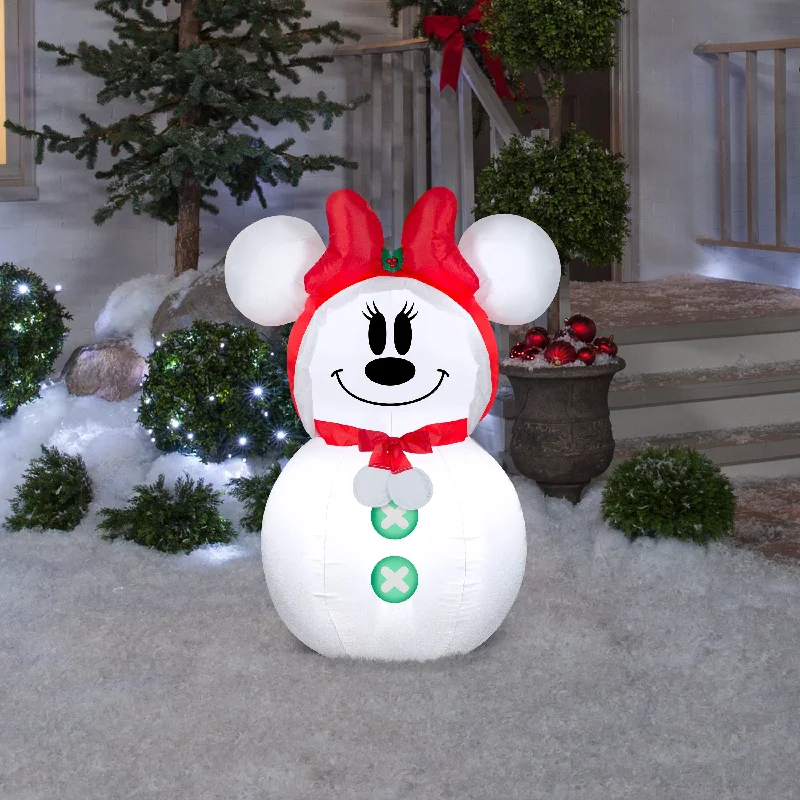 3.5' Airblown® Snowman Minnie Mouse Christmas Inflatable