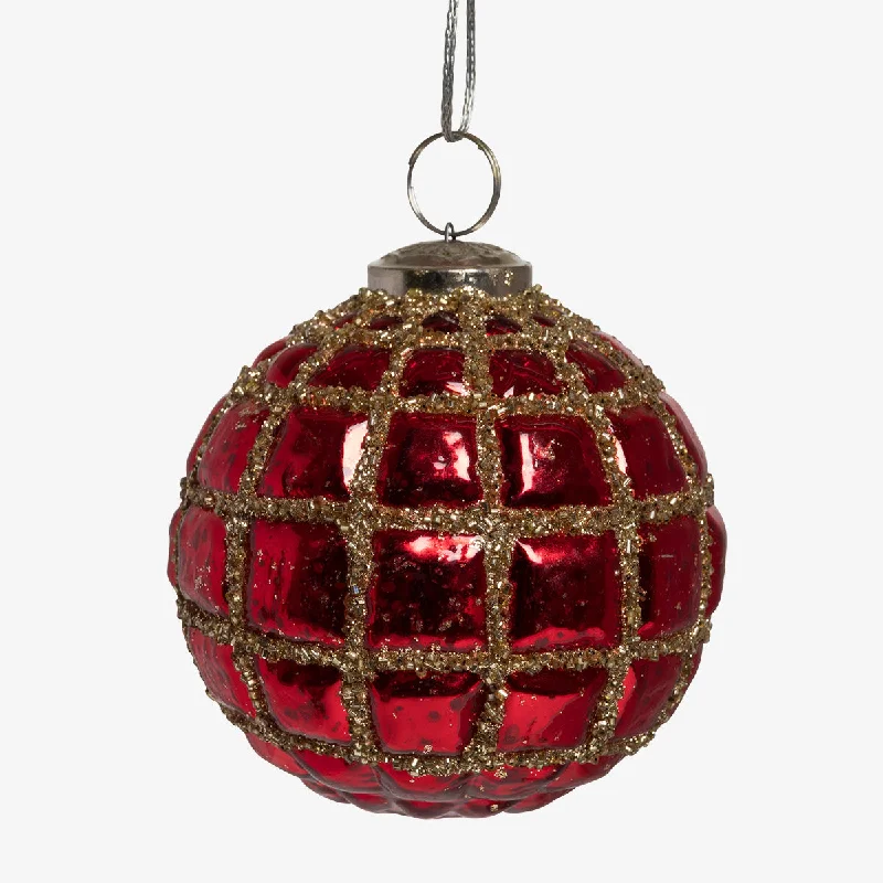 Beaded Bauble (Red & Gold)