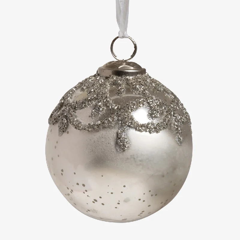 Beaded Glass Bauble (Silver)