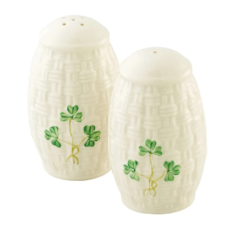 Belleek Classic Shamrock Salt & Pepper Set