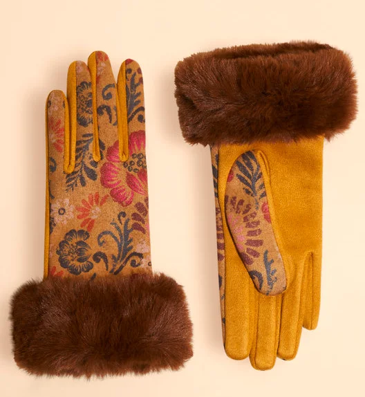 Bernadette Gloves in Mustard Floral