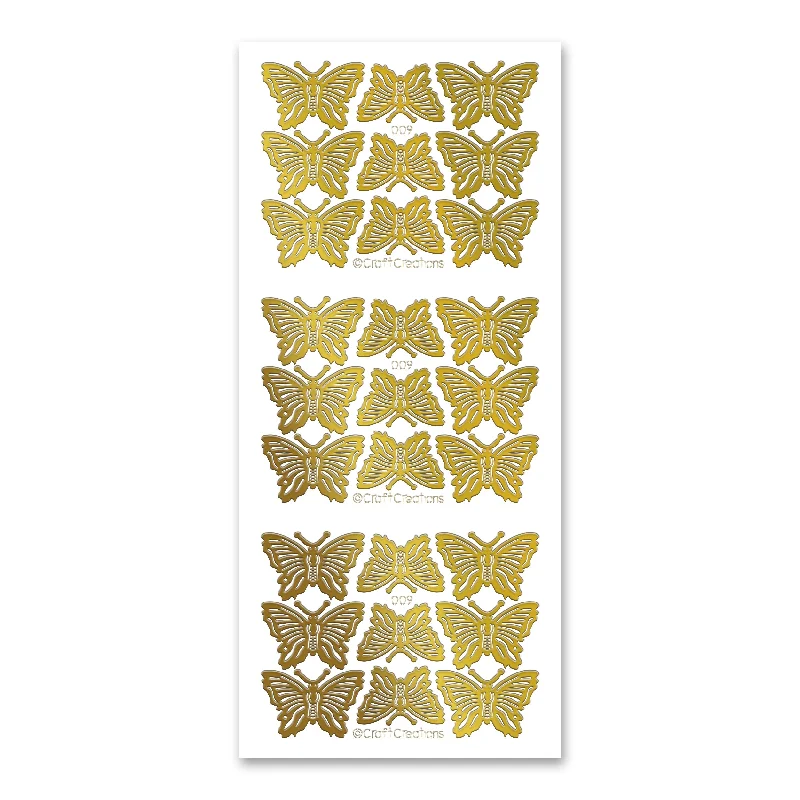 Butterflies (M) Gold Self Adhesive Peel Off Stickers