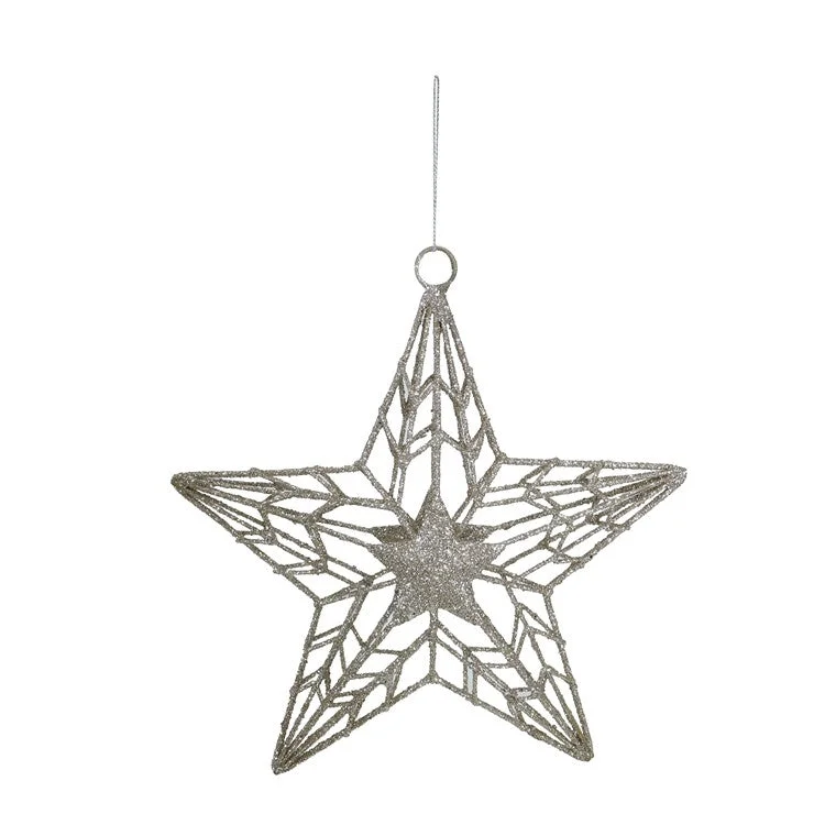 Hanging Metal Glitter Star, 20cm, Asstd