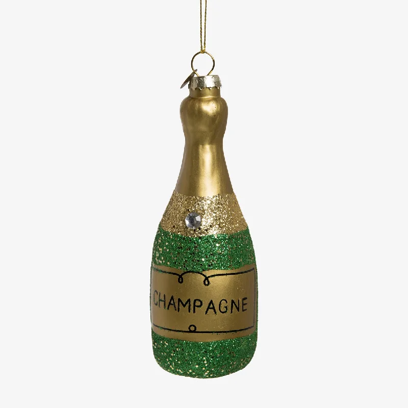 Champagne Bottle Glass Ornament