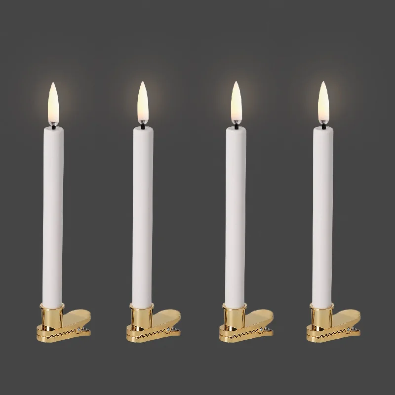 Uyuni Christmas Taper Candles with gold clips - Set of 4