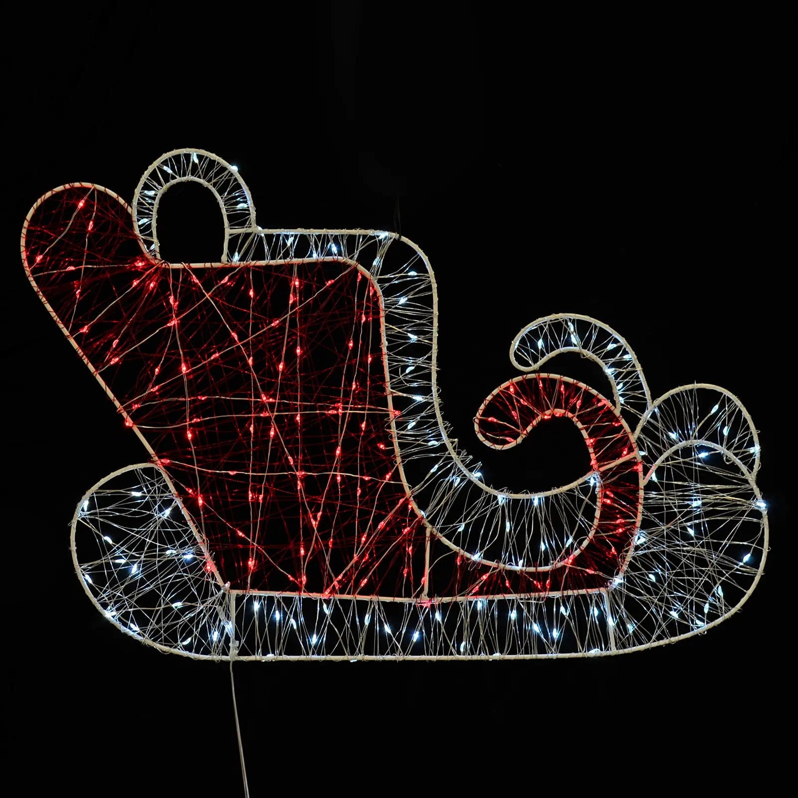 Christmas Sleigh Silhouette Light Red White LED Decoration 55cm