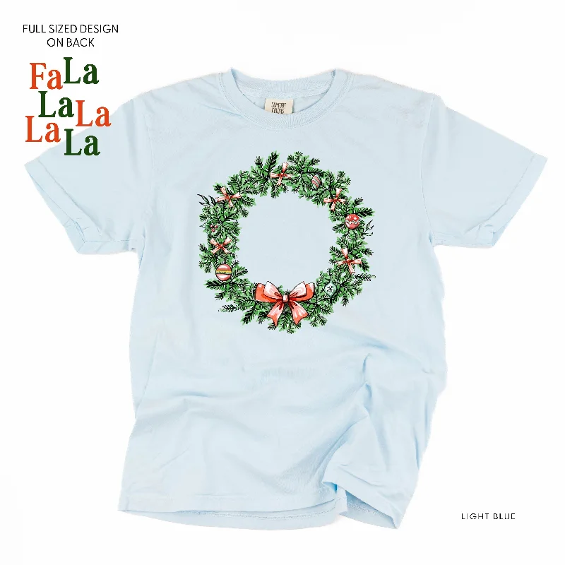 Christmas Wreath - Fa La La La La La (f&b) - Comfort Colors Tee