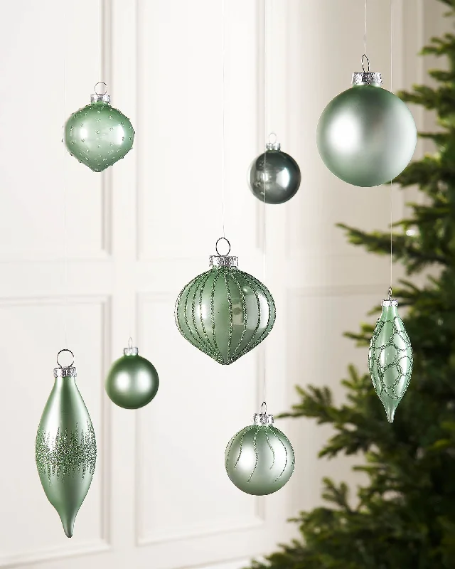 Mint Green Glass Baubles, 20 Pack