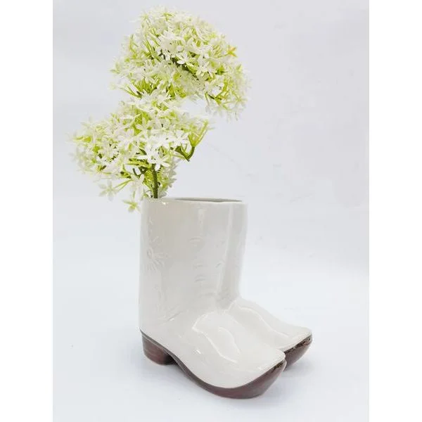 Urban Products Cowboy Boots Planter Pot White 16cm