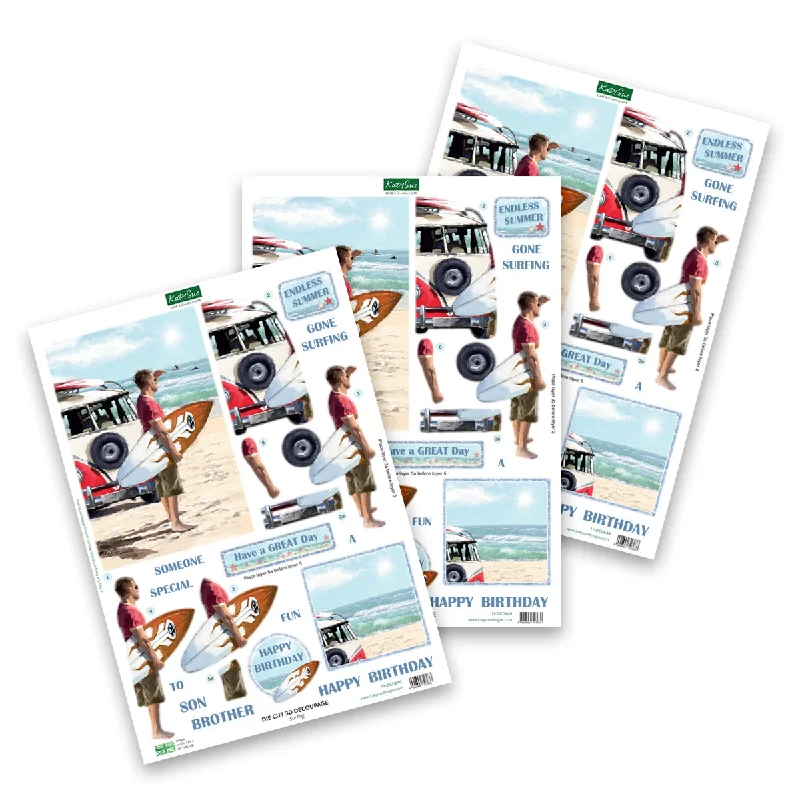 Die Cut Decoupage – Surfing (pack of 3)