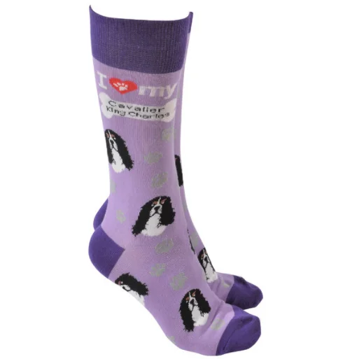 Dog Society King Charles Cavalier Socks Purple