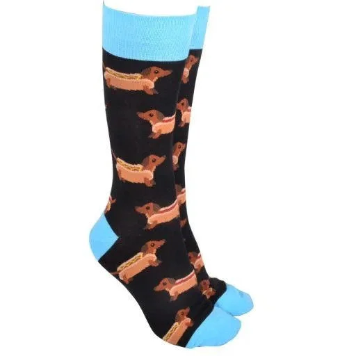 Dog Society Hot Dogs Dachshund Socks Black