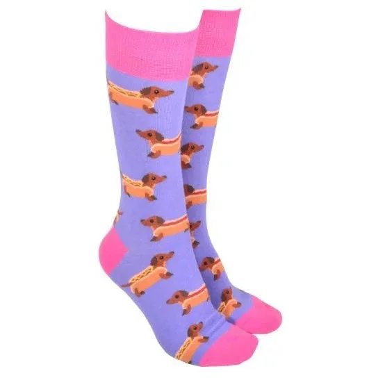 Dog Society Hot Dogs Dachshund Socks Mauve