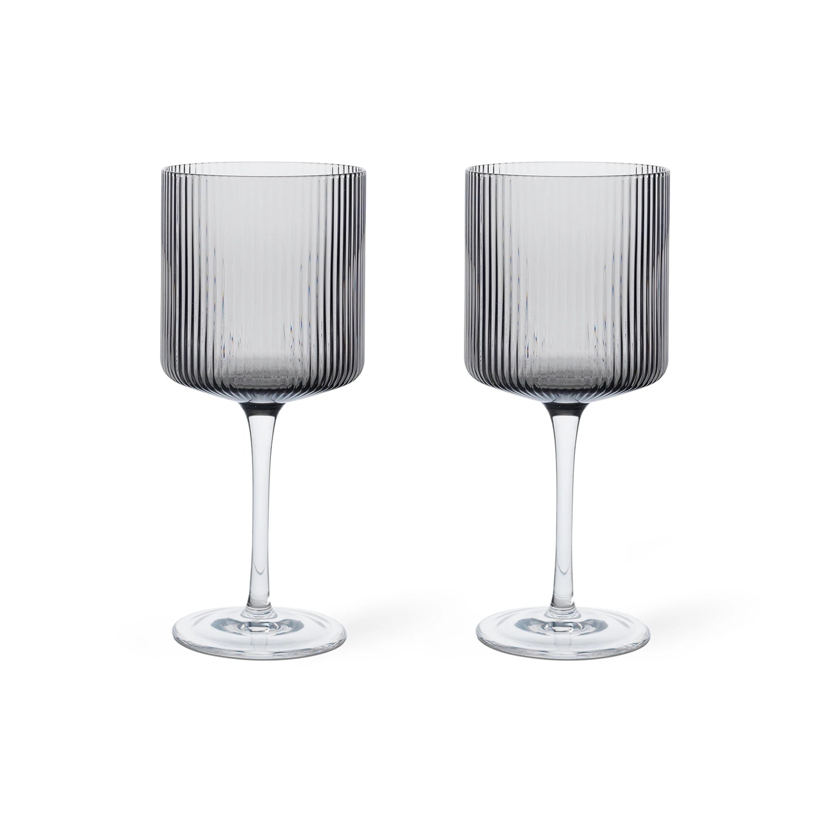 ferm Living Set of 2 Ripple Red Wine Glasses in Smoked Grey