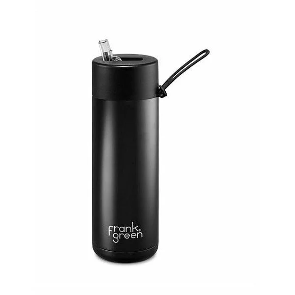 Frank Green 20oz Reusable Bottle with Straw Lid Black