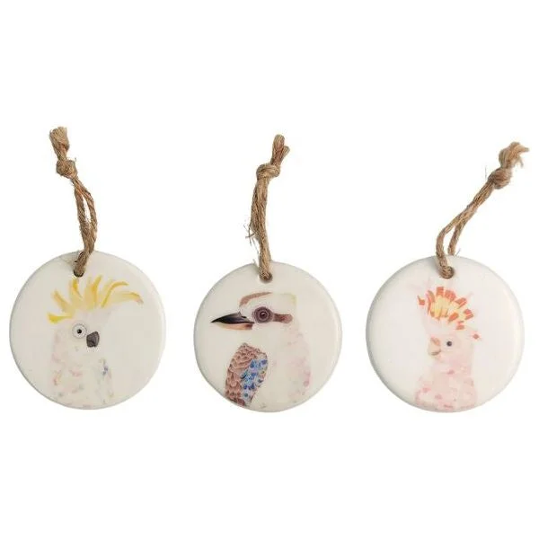 Frankie B Australian Birds Ceramic Disc Colourful 8cm Set 3