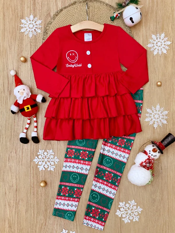 SmileyWorld Festive Ruffle Top and Legging Set