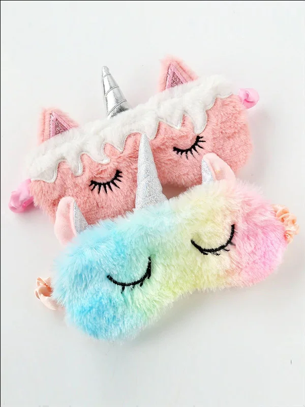 Girls Plush Unicorn Lash Eye Mask