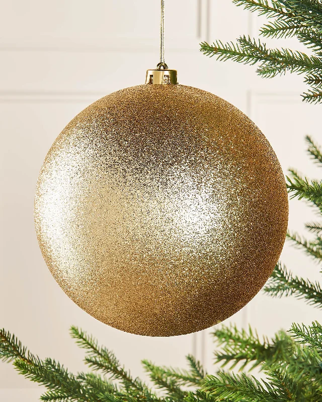 Gold Large Glitter Shatterproof Bauble, 20 cm