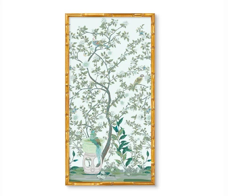 Pale Green Sitting Bird Decorative Framed Print