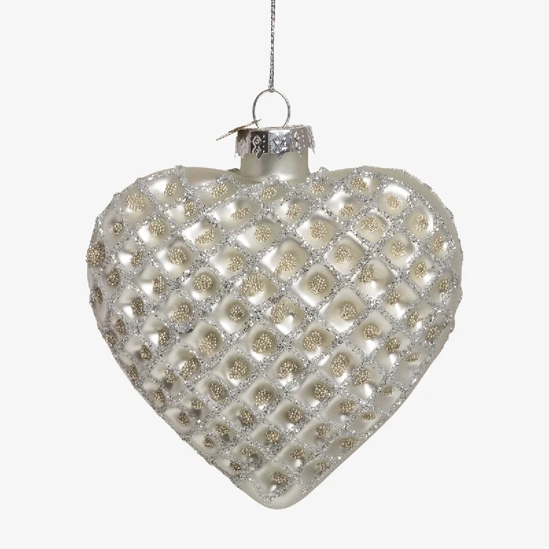 Heart Shape Glass Bauble Sets (White)