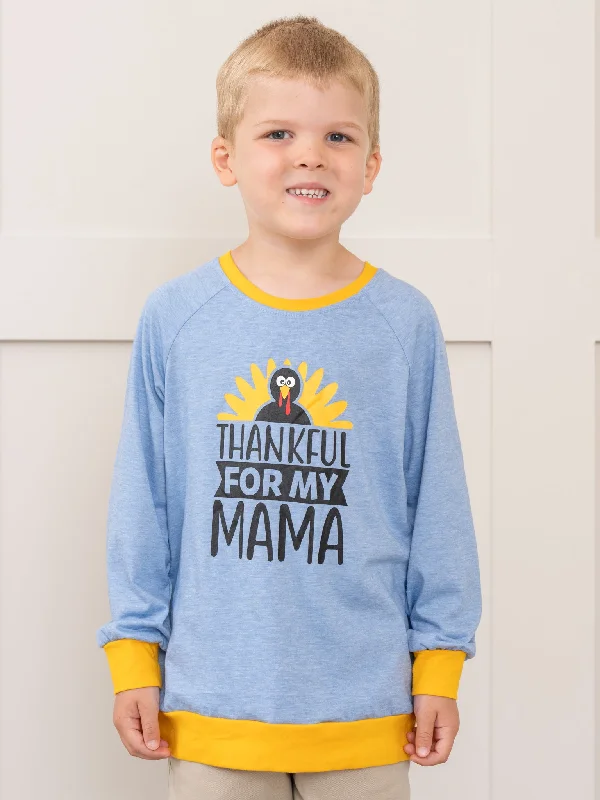 Heather Blue "Thankful for My Mama" Shirt