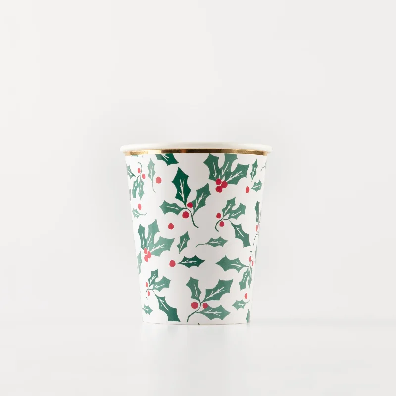 Holly Pattern Cups (x 8)