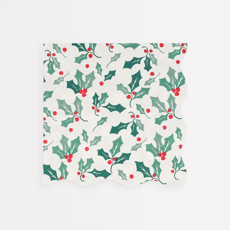 Holly Pattern Large Napkins (x 16)