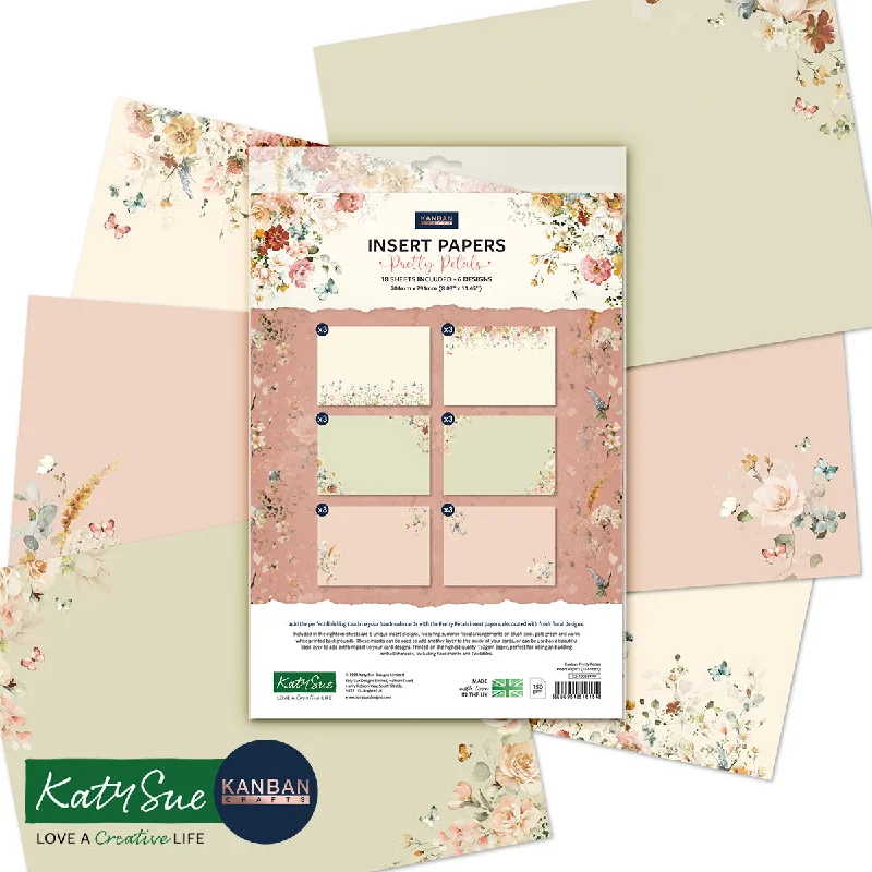 Kanban Crafts Pretty Petals Insert Papers, 18 sheets