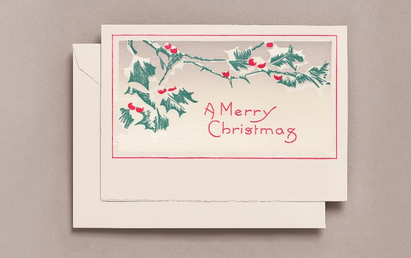 Letterpress Berries in the Snow Christmas Card