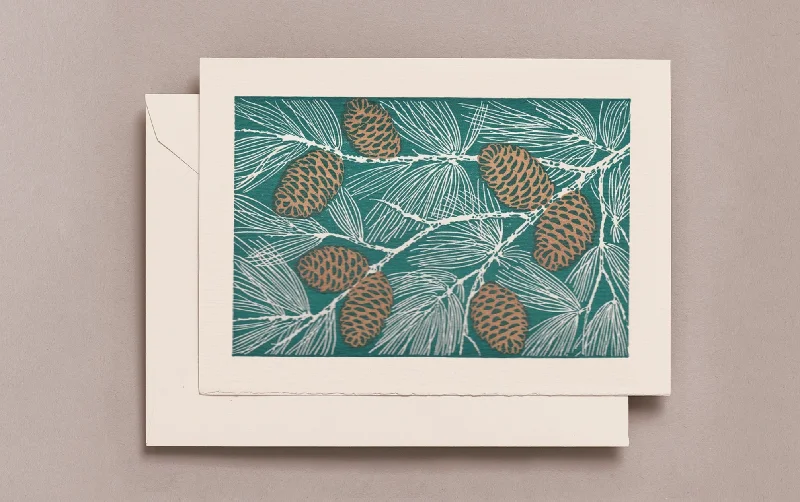 Letterpress Pine Cones Christmas Card