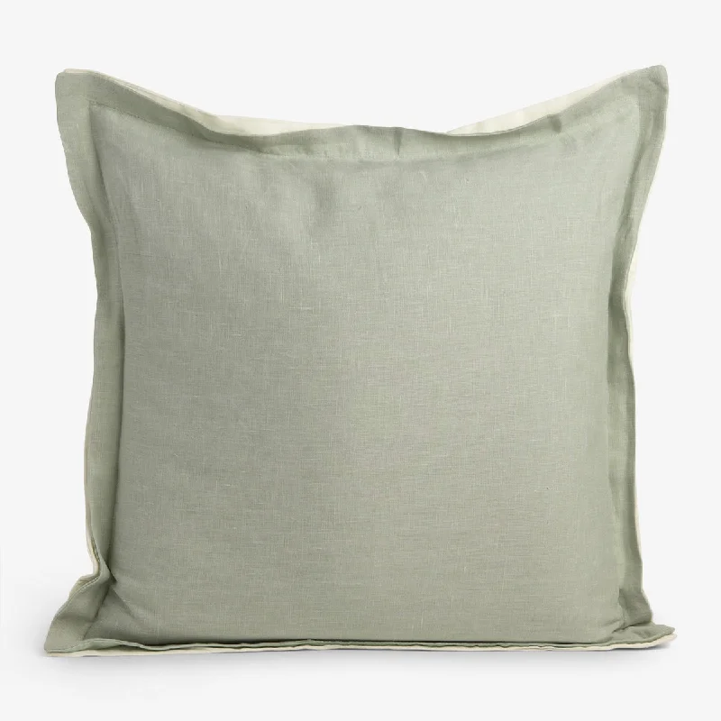 Linen Double Flange Cushion Cover (Eucalyptus)