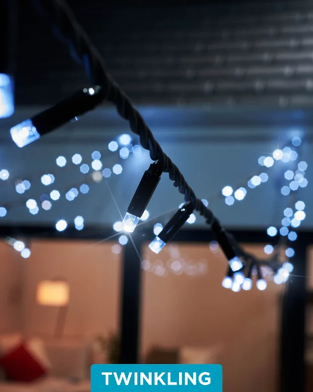 LINK PRO Twinkle LED String Lights, Black Cable, White