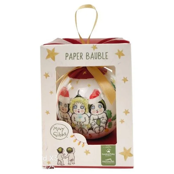 May Gibbs Christmas 3 Gumnuts Bauble Gift Box Red 8cm