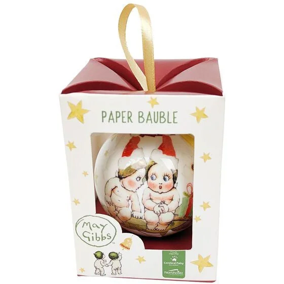 May Gibbs Gumnut Babies Red Hat Christmas Bauble Gift Box Red