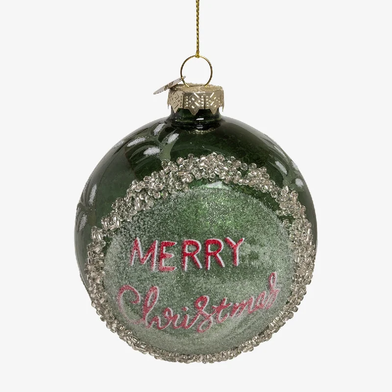 Merry Christmas Glass Bauble Sets (Green)