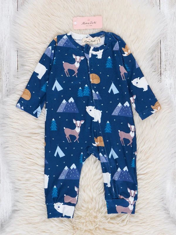 Navy Arctic Woodland Creatures Sleeper Pajamas